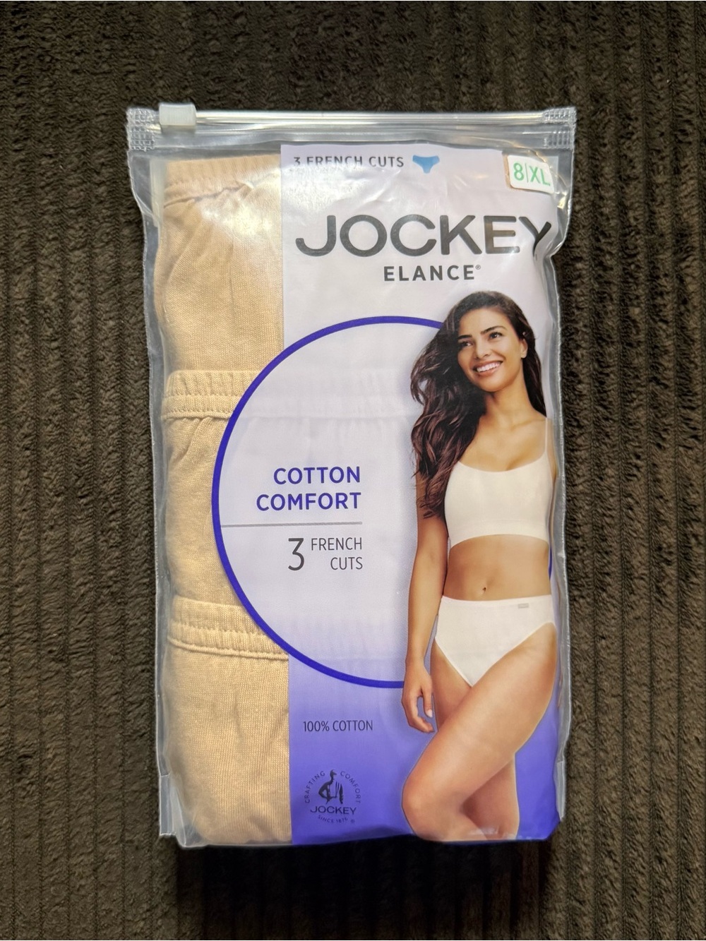 NWT Jockey Elance Cotton Comfort 3-Pack French Cut Briefs - Beige